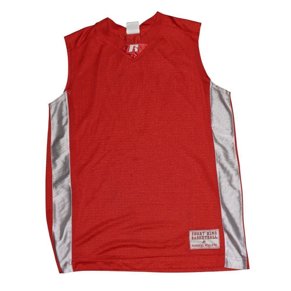 Vintage Russell Athletic Court King Basketball Jersey Red Silver Sz M